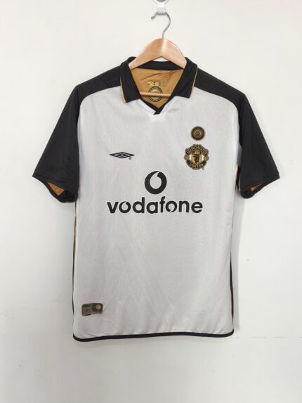 MANCHESTER UNITED 100th ANNIVERSARY REVERSIBLE BLANCO/DORADO RETRO 2001/02 TALLA L
